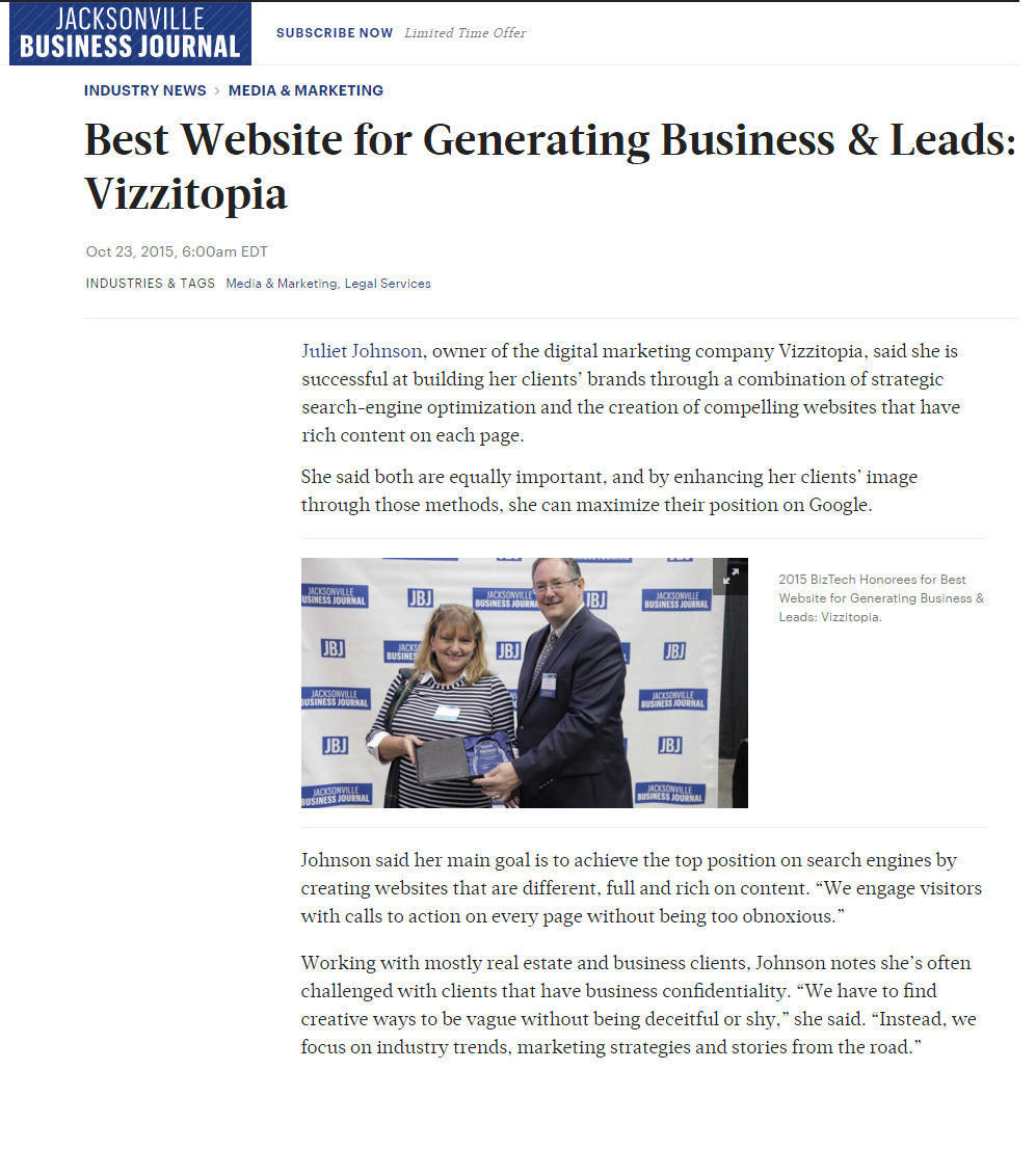 Award Best Lead Generating Website